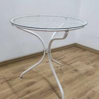 Tavolino da esterno in ferro rotondo base in vetro