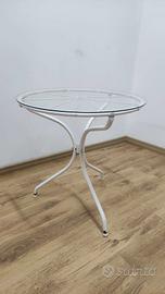 Tavolino da esterno in ferro rotondo base in vetro