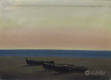 Dipinto con marina con barche