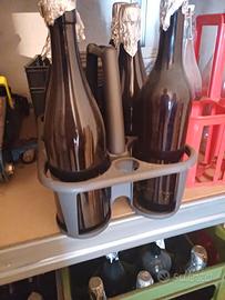 Lotto 100 Bottiglie Vetro 1L Ambrate con Cassette