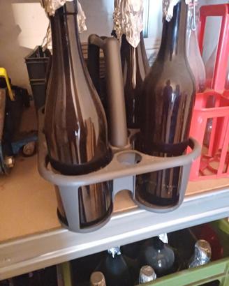 Lotto 100 Bottiglie Vetro 1L Ambrate con Cassette