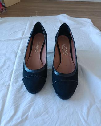 Scarpe tacco nere vera pelle