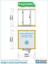 cella frigo TN/BT con pav. pre-montata 246X226cm
