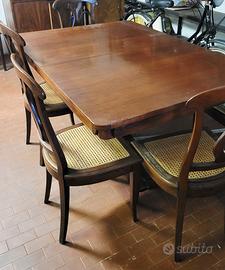 Set 6 sedie + tavolo in noce allungabile