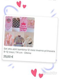 set vestiario bambina neonata 12 mesi primavera 