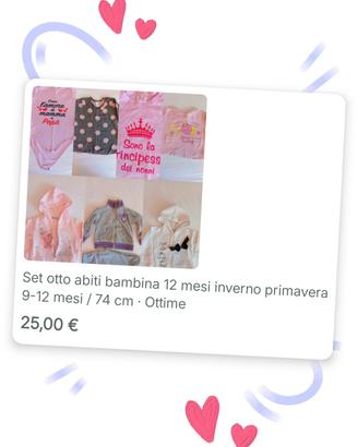 set vestiario bambina neonata 12 mesi primavera 
