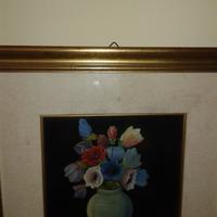 QUADRO VASO DI FIORI in cornice di pregio di legno