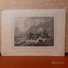 Litografia Avanzi della Villa di Catullo Sirmione