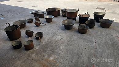 LOTTO 20 pz Antiche pentole in rame vintage 62kg