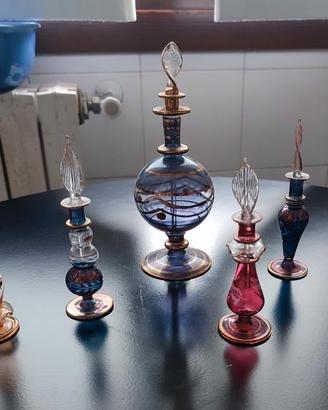 Set di 6 boccette da profumo in vetro soffiato
