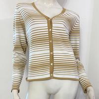SEVENTY Maglione cardigan beige bianco righe