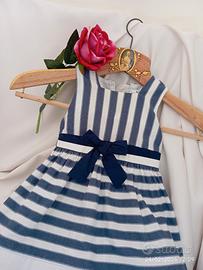 abito elegante bambina 24 mesi righe bianco blu 