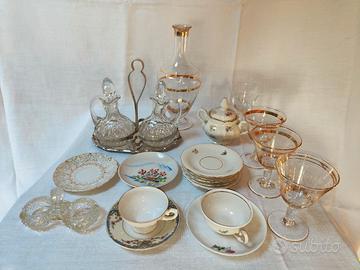 Set vintage porcellana & vetro dorato – elegante