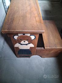 Banco in legno per bimbo/bimba con orsetti