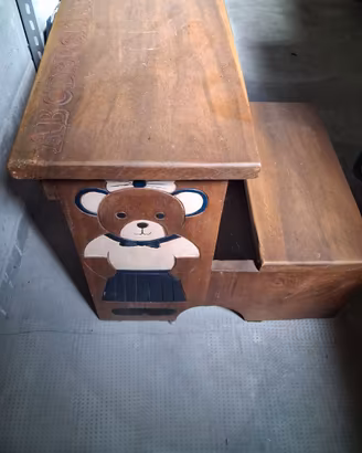 Banco in legno per bimbo/bimba con orsetti