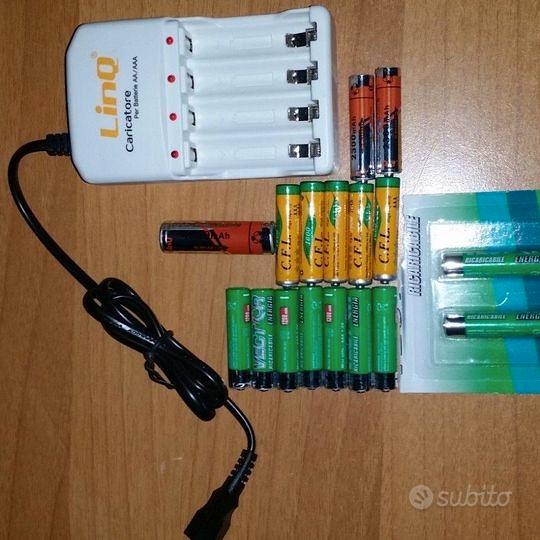 CARICA BATTERIE PILE STILO MINISTILO AA AAA + 4 PILE MINISTILO 2300MAH