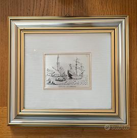 Quadro Genova Lanterna Su Lastra Argento