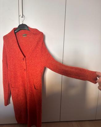 Cardigan lungo Benetton 100% lana vergine XS/S
