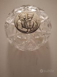 portagioie in cristallo e argento vintage RCR