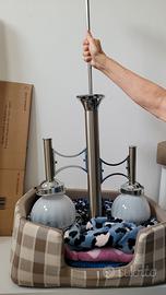 Lampadario space age acciaio e vetro Murano