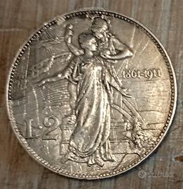 #2031–Una Moneta 2 Lire 1911, Argento Regno Italia