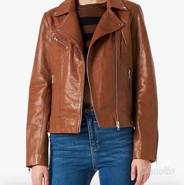 Giacca donna vera pelle naf naf cognac