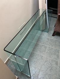 Tavolino basso/porta tv marca Fiam in cristallo