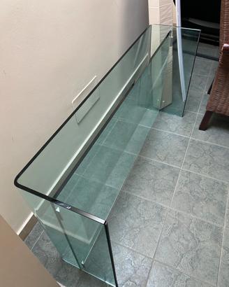 Tavolino basso/porta tv marca Fiam in cristallo