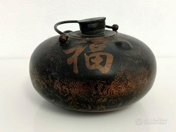RARO SCALDAMANI CINESE IN BRONZO CON IDEOGRAMMI