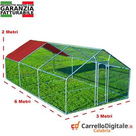 Gabbia Galline 3x6 m x h 2 m – 18 mq - rosso