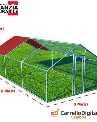 Gabbia Galline 3x6 m x h 2 m – 18 mq - rosso