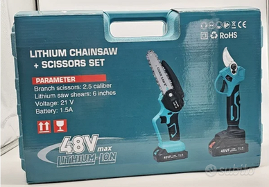 MOTOSEGA E FORBICE +2 Batterie incluse Giardino