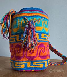 Borsa artigianale colombiana Wayuu 100% fatta a ma