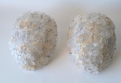 Coppia applique fiori attr. Barovier Murano 1950