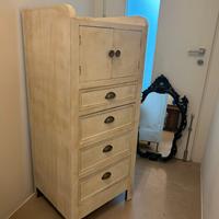 mobile cassettiera settimino legno shabby bianco