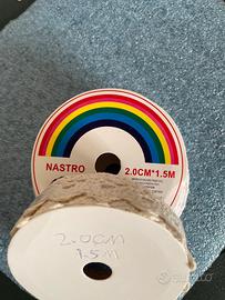 2 rotoli nastro pizzo avorio 2cm x1,5m nuovo