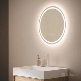 Specchio bagno LED 60cm touch x2 antiappannamento