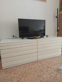 set 2 cassettiere bianche con ruote