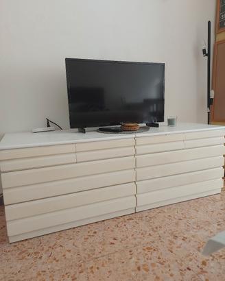 set 2 cassettiere bianche con ruote