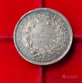 Francia 5 Franchi argento '900 "Ercole" 1875 A .