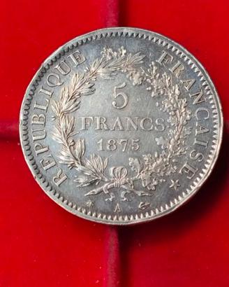 Francia 5 Franchi argento '900 "Ercole" 1875 A .