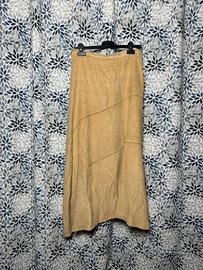 Gonna lunga beige scamosciata morbida