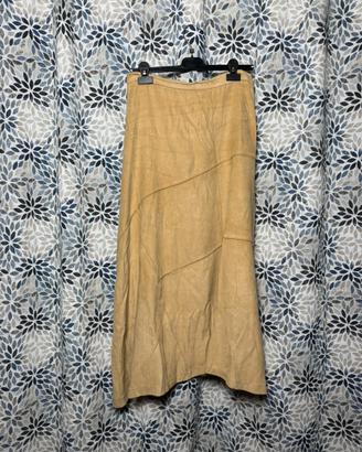 Gonna lunga beige scamosciata morbida