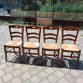 Set di 4 Sedie impagliate Legno Massello Faggio