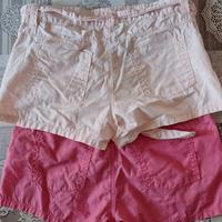 Shorts in Cotone Rosa e Beige