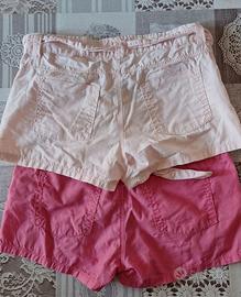 Shorts in Cotone Rosa e Beige