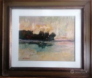 Quadro "Sul  fiume" del pittore Gianni Tedeschi