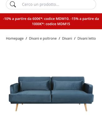 divano velluto blu Maison di Monde