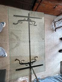 Tavolino vetro e ferro battuto