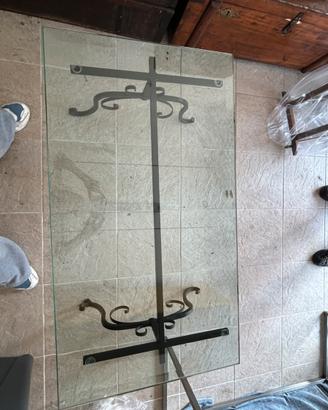 Tavolino vetro e ferro battuto